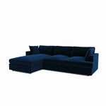 Load image into Gallery viewer, Navy Velvet Left Hand 4 Seater Chaise Corner Sofa sofa by DunePine - premium handmade upholstery available in UAE.