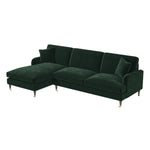 Load image into Gallery viewer, Dark Green Velvet Left Hand Facing 4 Seater Chaise Corner Sofa sofa by DunePine - premium handmade upholstery available in UAE.