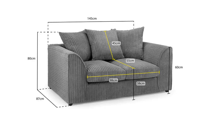 Harly Jumbo Sofa Grey Sofa in 2, Seater - DunePine UAE