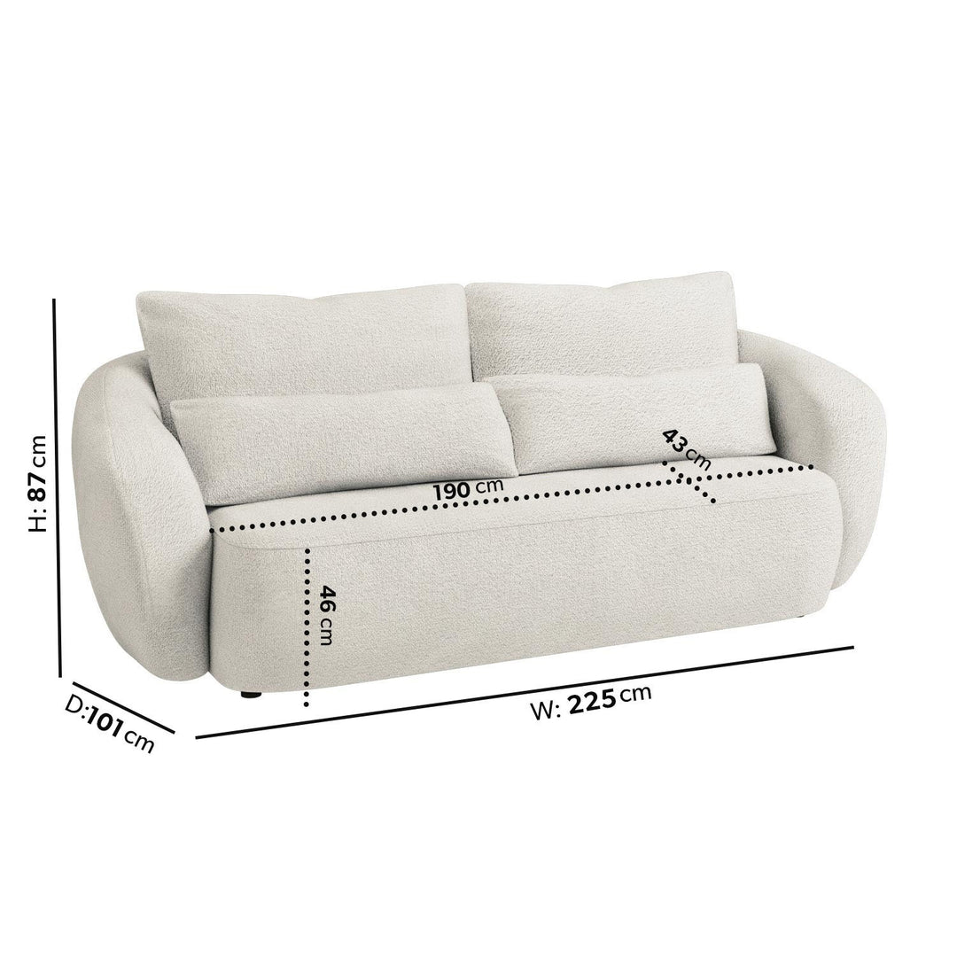 Cream Boucle Curved 3 Seater Sofa sofa by DunePine - premium handmade upholstery available in UAE.