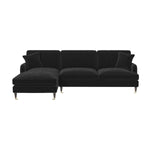 Load image into Gallery viewer, Black Velvet Left Hand Facing 4 Seater Chaise Corner Sofa sofa by DunePine - premium handmade upholstery available in UAE.