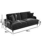 Load image into Gallery viewer, Dark Grey Velvet 3 Seater Sofa sofa by DunePine - premium handmade upholstery available in UAE.