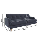 Load image into Gallery viewer, Dark Blue Velvet 3 Seater Mid Century Sofa sofa by DunePine - premium handmade upholstery available in UAE.
