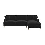 Load image into Gallery viewer, Black Velvet Right Hand Facing 4 Seater Chaise Corner Sofa sofa by DunePine - premium handmade upholstery available in UAE.