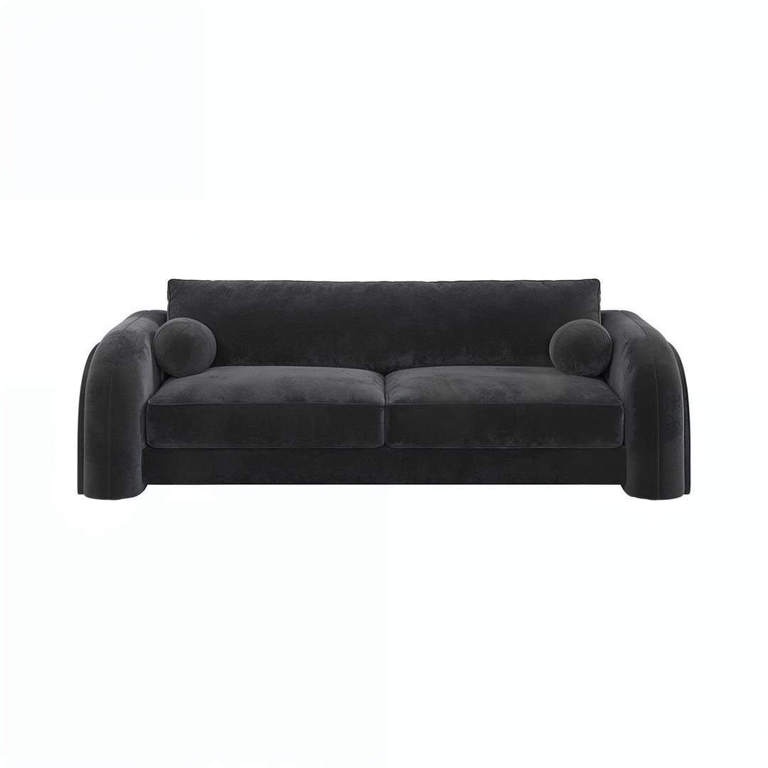 Dark Grey Velvet Curved 3 Seater Sofa sofa by DunePine - premium handmade upholstery available in UAE.