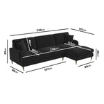 Load image into Gallery viewer, Black Velvet Right Hand Facing 4 Seater Chaise Corner Sofa sofa by DunePine - premium handmade upholstery available in UAE.
