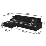 Load image into Gallery viewer, Black Velvet Left Hand Facing 4 Seater Chaise Corner Sofa sofa by DunePine - premium handmade upholstery available in UAE.