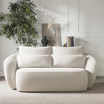Load image into Gallery viewer, Cream Boucle Curved 3 Seater Sofa sofa by DunePine - premium handmade upholstery available in UAE.