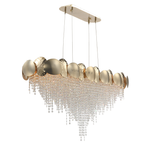 Load image into Gallery viewer, Gold chandelier with crystal accents on a white background