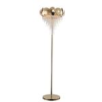 Load image into Gallery viewer, Gold floor lamp with crystal accents on a white background