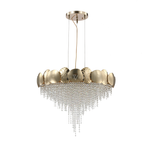 Load image into Gallery viewer, Gold chandelier with crystal accents on a white background