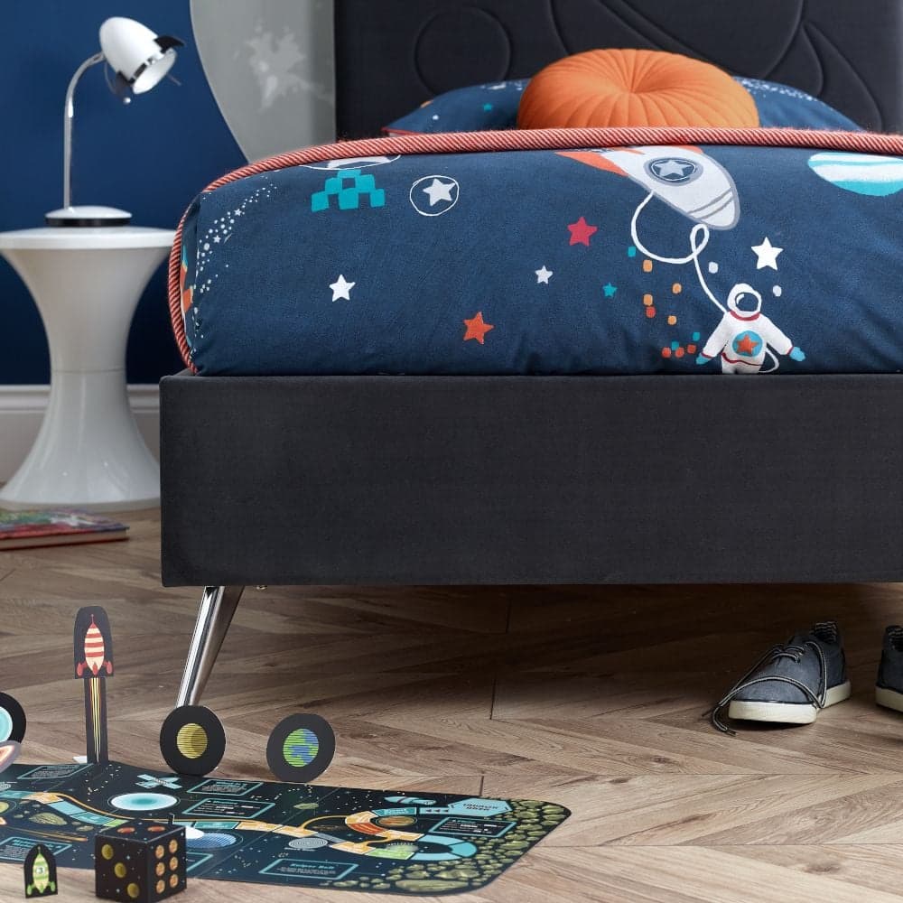 Space Dark Grey Velvet Kids Bed