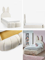 Load image into Gallery viewer, Collage of a children's bed with bunny ears and a room setup featuring it.