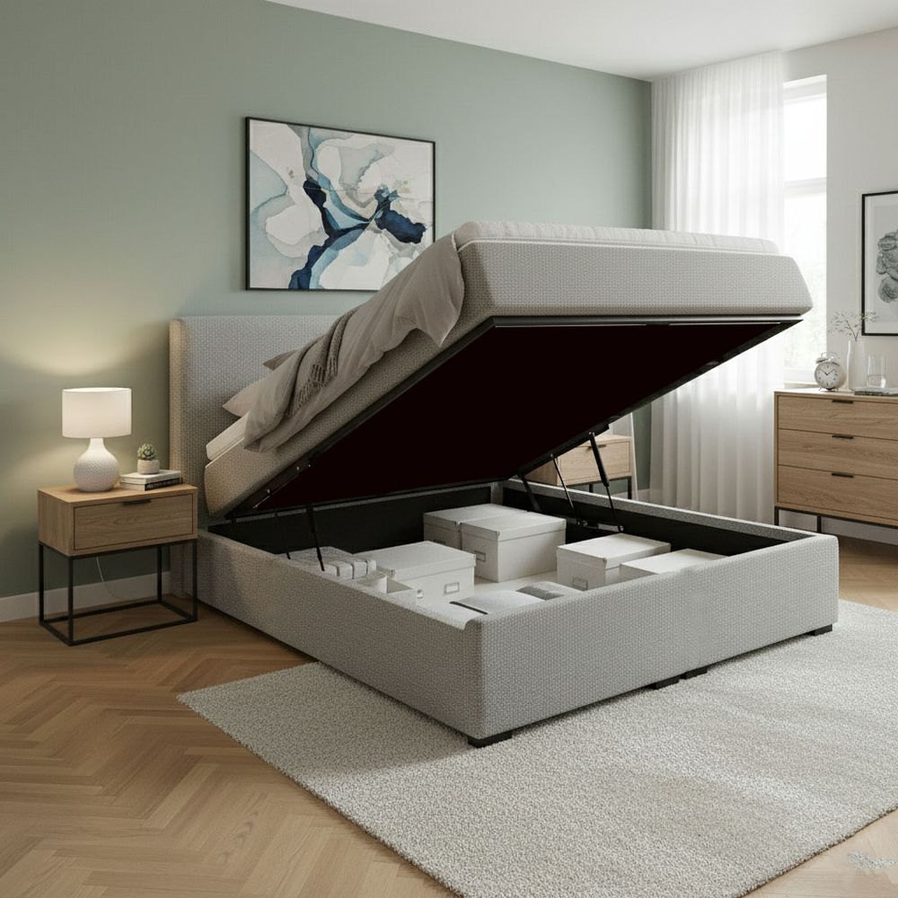 Sereno Upholstered Hydraulic Bed with Storage