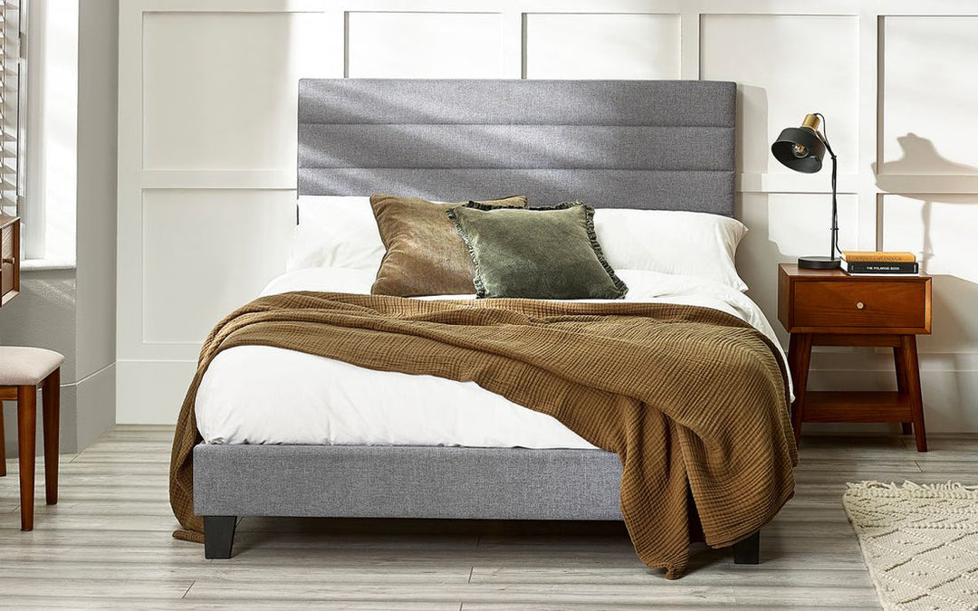 Bowen Merida Premium Bed Frame – premium bed frame made in UAE by DunePine with upholstery finish.
