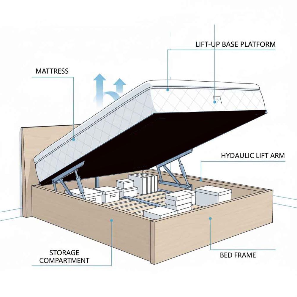 Nordique Panel Hydraulic Bed with Storage