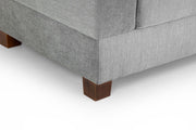 Gray upholstered furniture with wooden legs on a white background