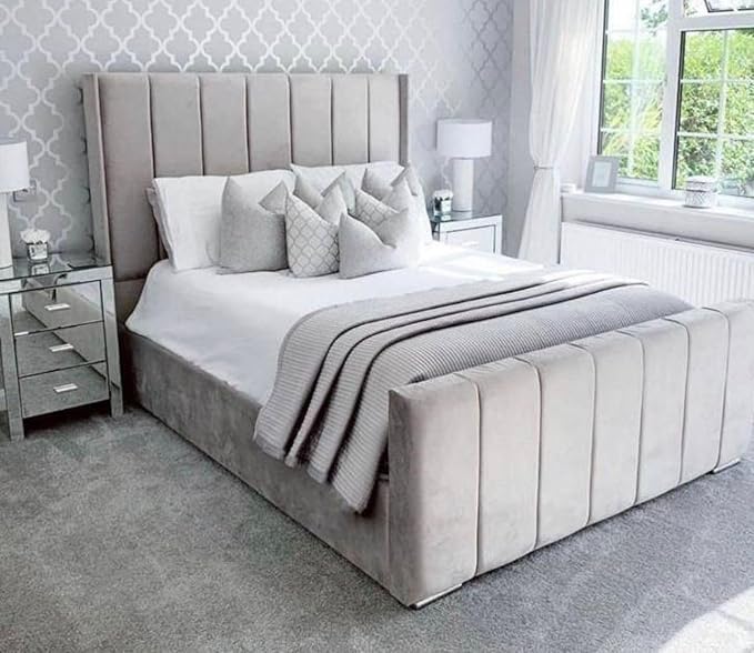 Furnishion Premium Bed Frame in Plush Fabric – premium bed frame made in UAE by DunePine with upholstery finish.