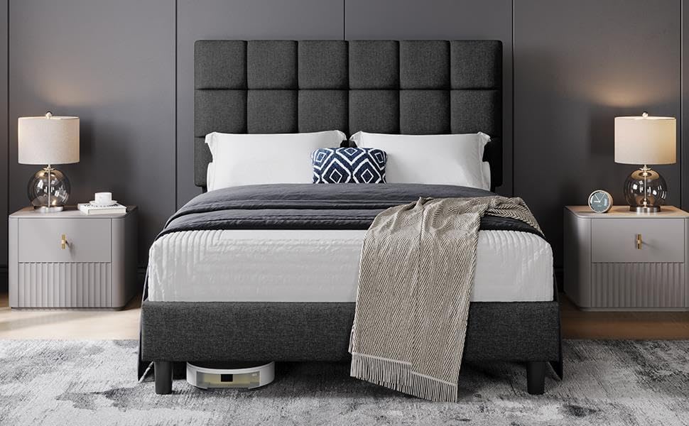 Yaheetech Premium Bed Frame Upholstered – premium bed frame made in UAE by DunePine with upholstery finish.