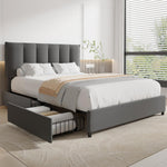 Load image into Gallery viewer, Vecelo Premium Bed Frame Upholstered – premium bed frame made in UAE by DunePine with upholstery finish.
