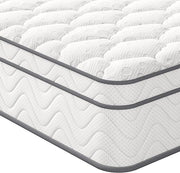 White mattress with gray stitching on a white background