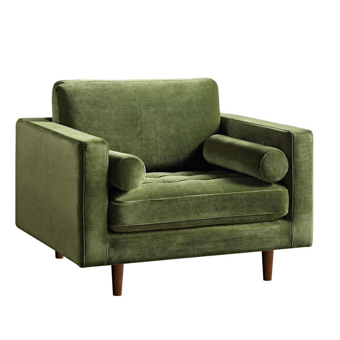 Green armchair on a white background