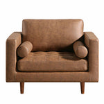 Load image into Gallery viewer, Brown leather armchair on a white background

