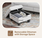 Load image into Gallery viewer, Removable ottoman with storage space in a living room setting
