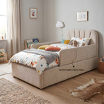 Load image into Gallery viewer, CuddleCurve Upholstered Kids Bed with Removable Safety Rails