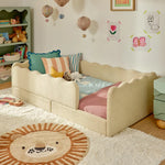 Load image into Gallery viewer, Elegance Classic Upholstered Kids Bed with Removable Safety Rails – Dune &amp; Pine UAE