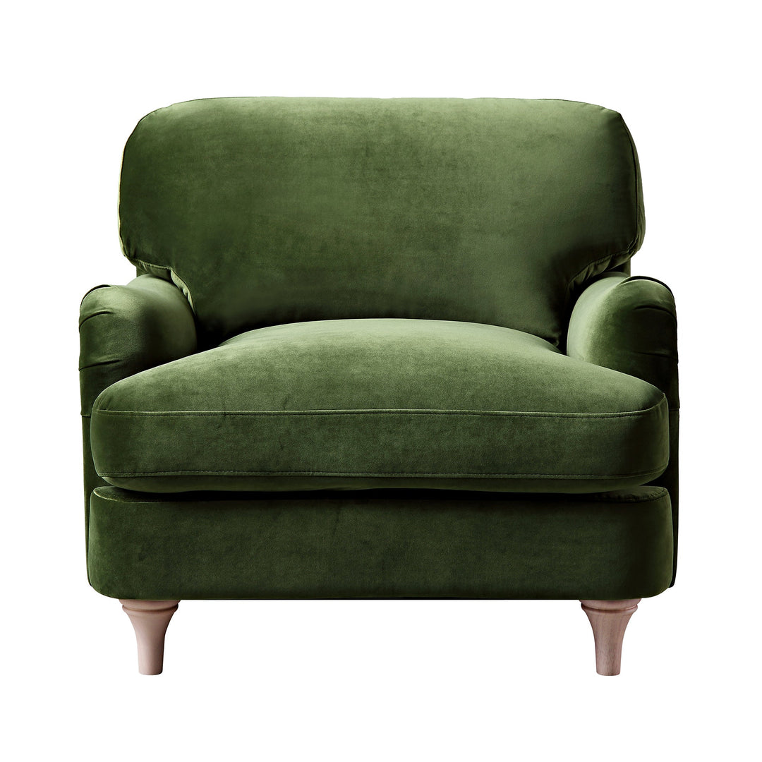 Green armchair on a white background