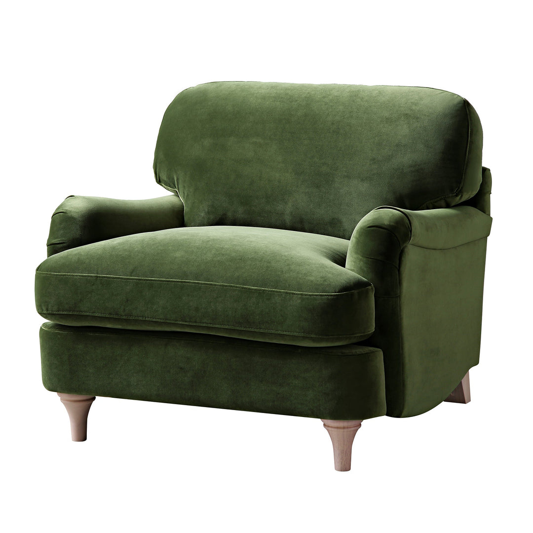 Green armchair on a white background