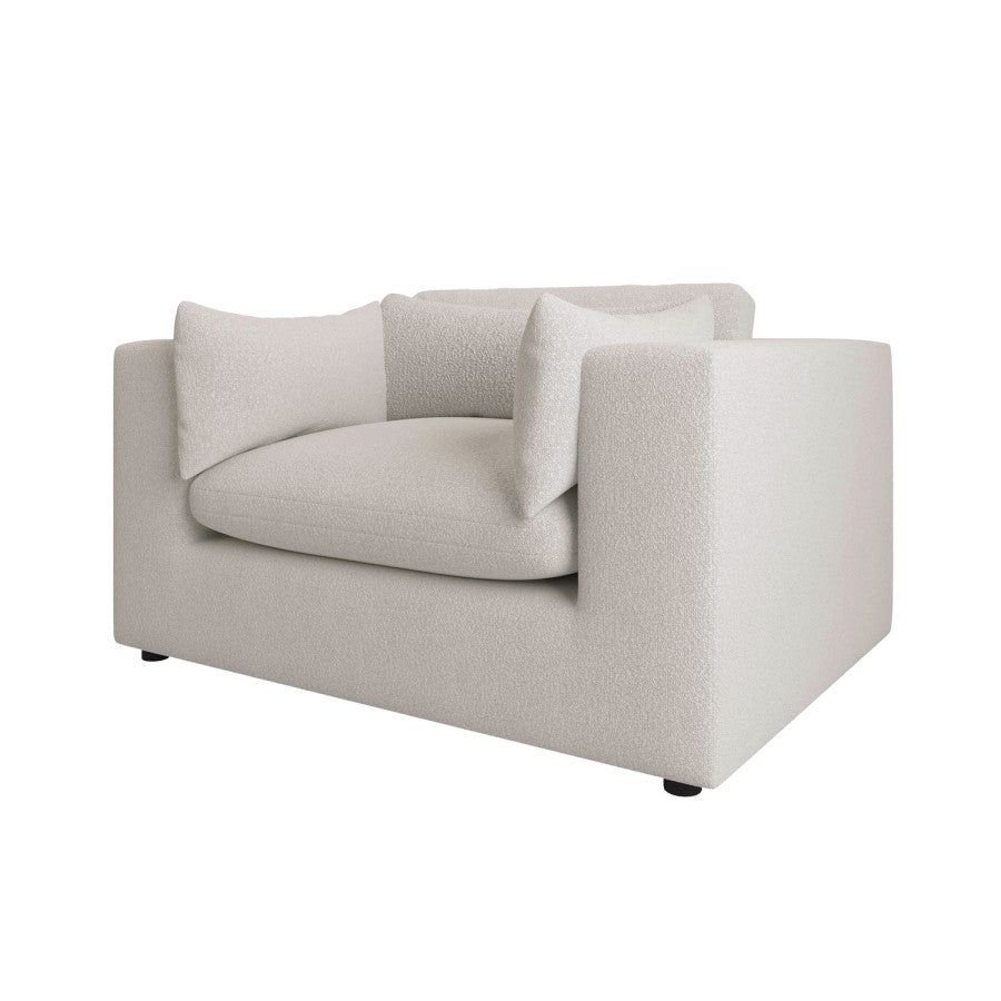 white color Single seater sofa placed in a white background