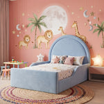 Load image into Gallery viewer, HugEase Upholstered Kids Bed with Safety Side Rails