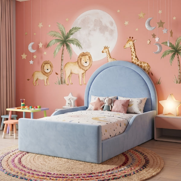 HugEase Upholstered Kids Bed with Safety Side Rails