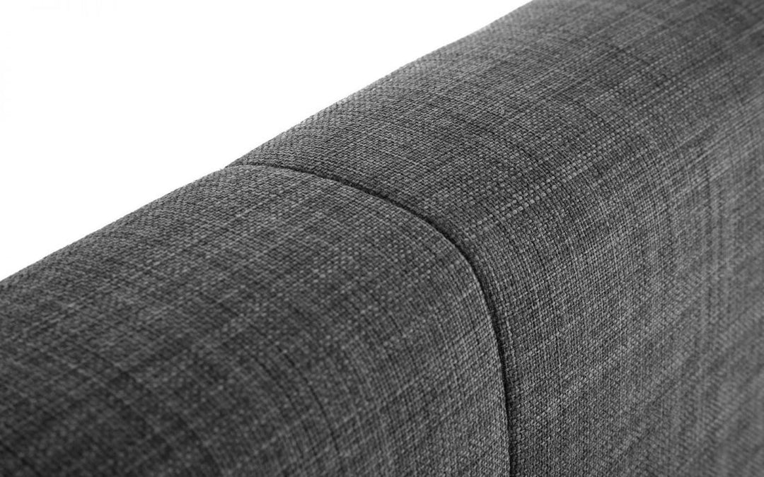 bed frame in a grey color fabric