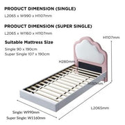 Regal Cloud Shaped Floating Super Single Bed