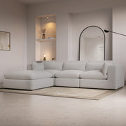 Large Beige Boucle Reversible 4 Seater Chaise Corner Sofa sofa by DunePine - premium handmade upholstery available in UAE.