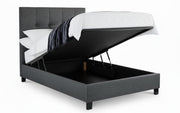 Bed with hydraulic lift and storage space