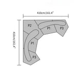 Load image into Gallery viewer, Diagram of a curved surface with labeled sections P1, P2, and P3, and dimensions indicated.
