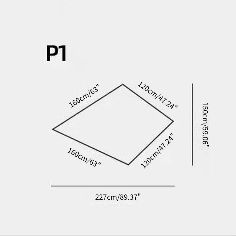 Measurement chart for a product with dimensions labeled in centimeters and inches.