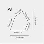 Load image into Gallery viewer, Measurement chart for a geometric shape labeled P3 with dimensions in centimeters and inches.

