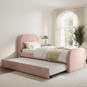 Single Guest Bed with Trundle and Curved Headboard