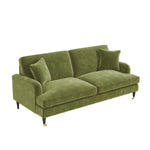 Load image into Gallery viewer, Side view of Olive Green Velvet 3 Seater Sofa sofa by DunePine - premium handmade upholstery available in UAE.
