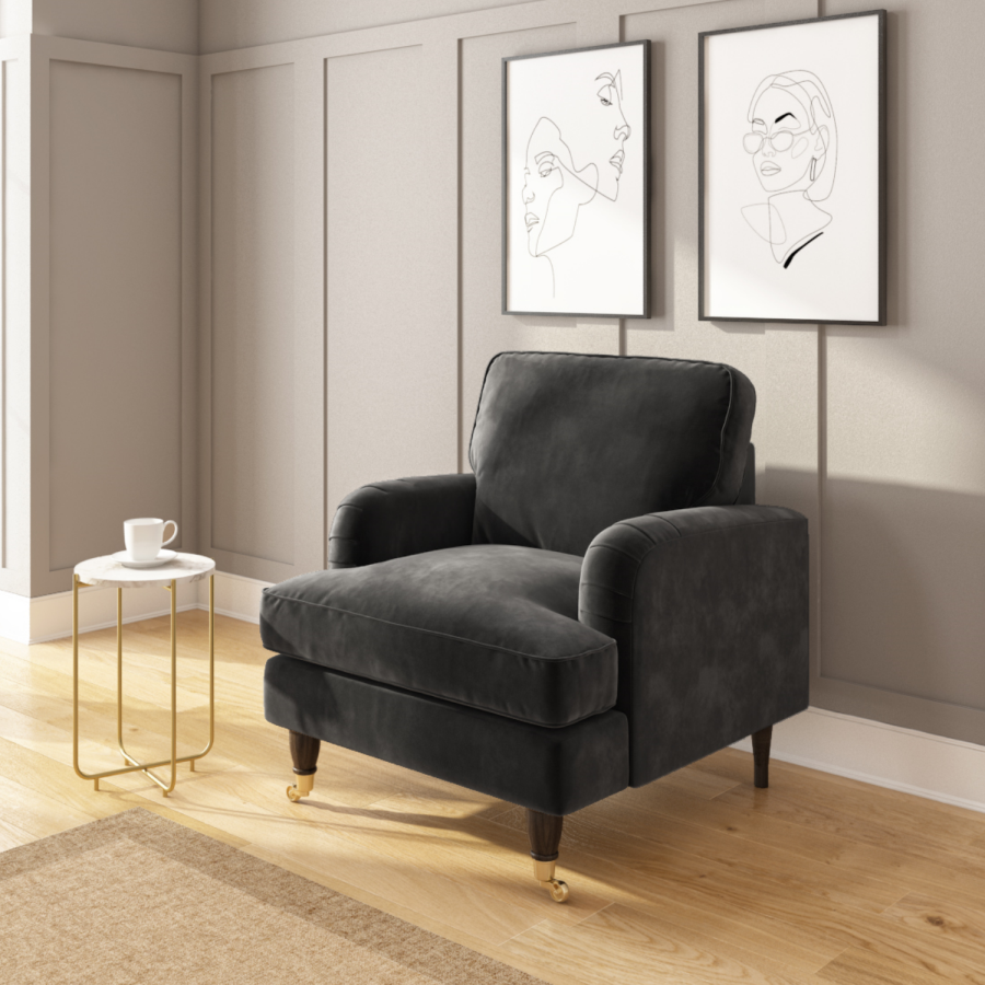 Onyx Upholstered Fabric Armchair - Elegant upholstered fabric armchair by DunePine