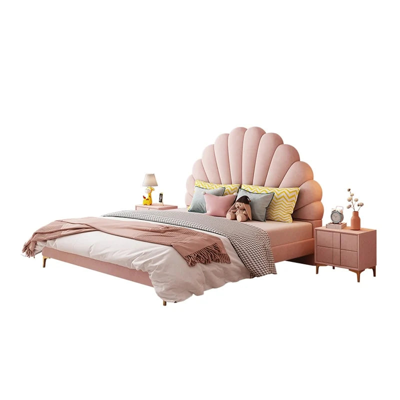 Petal Shell Upholstered Kids Bed with Trundle