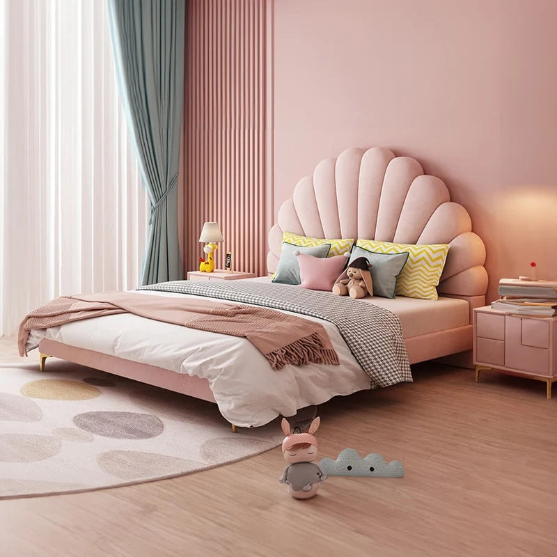 Petal Shell Upholstered Kids Bed with Trundle