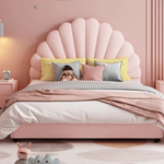 Load image into Gallery viewer, Petal Shell Upholstered Kids Bed with Trundle