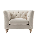 Load image into Gallery viewer, Beige armchair with tufted backrest on a white background
