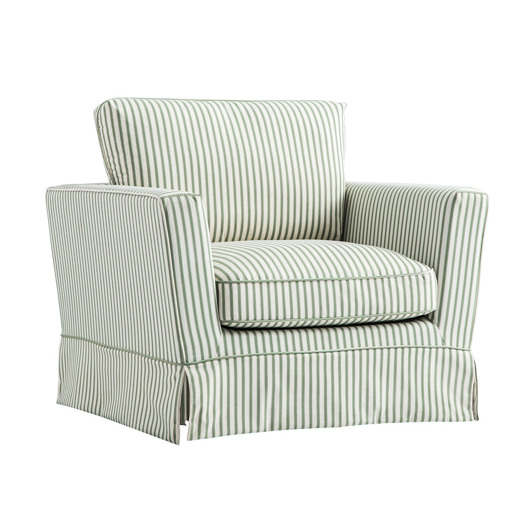 Striped armchair with a white background
